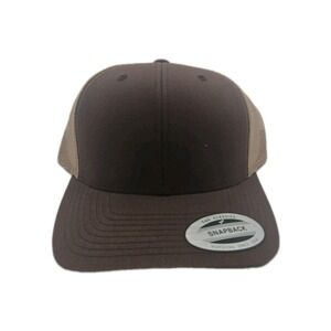 Brown Mesh Back Trucker Hat - New Yupoong Snapback